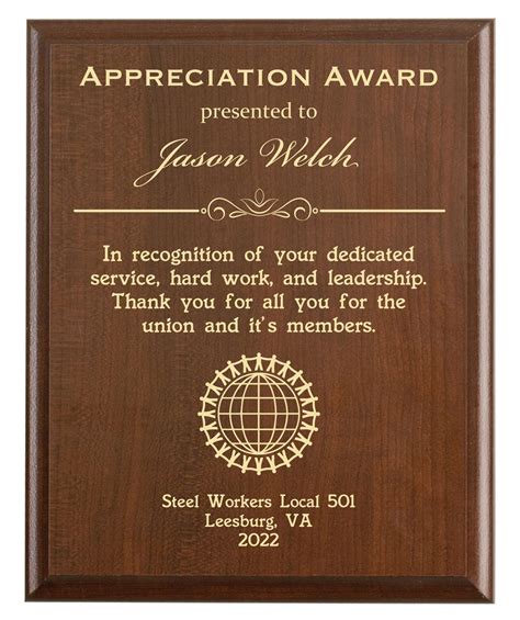 Plaque of Recognition from DOLE.